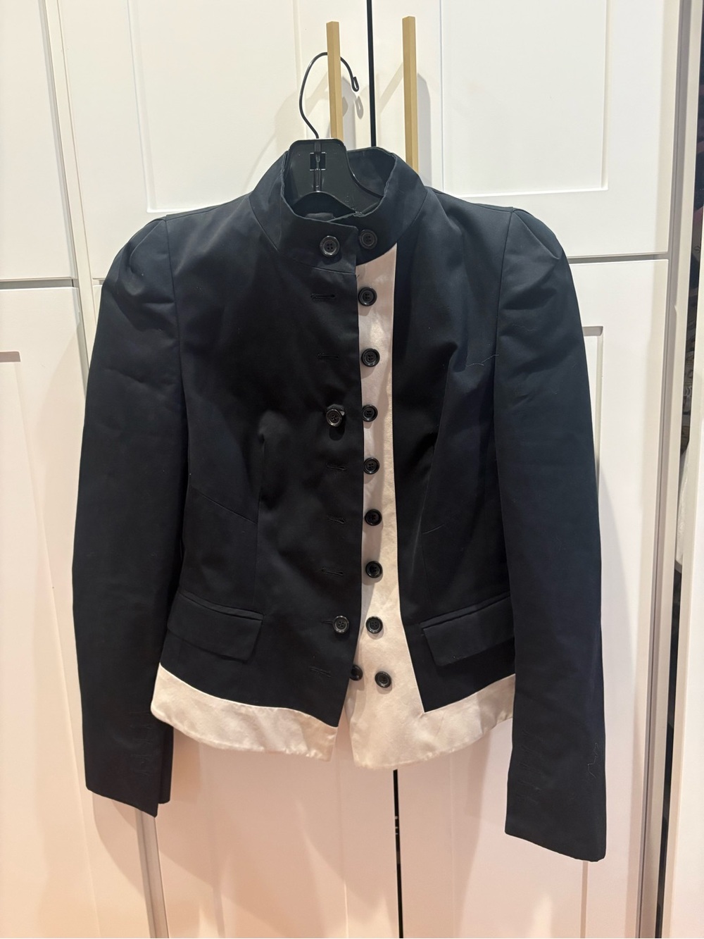 Pauw Amsterdam blue/black Tailored Button-Front Jacket with Cream Accents
